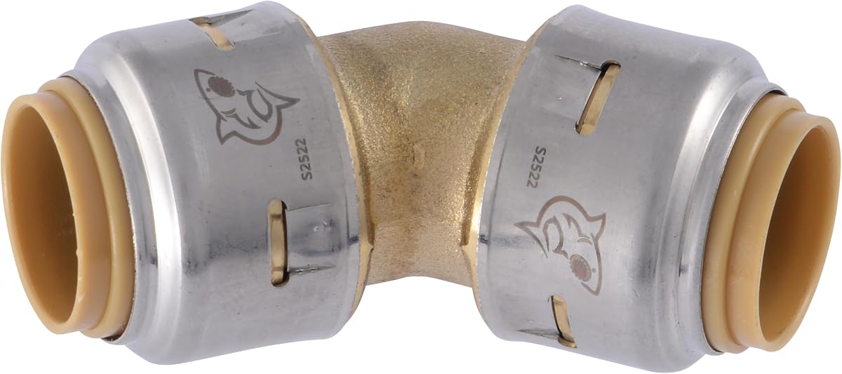 SharkBite Max Codo de 45 grados de 3/4 pulgadas, accesorio de plomería de latón a presión, tubería PEX, cobre, CPVC, PE-RT, HDPE, UR656A
