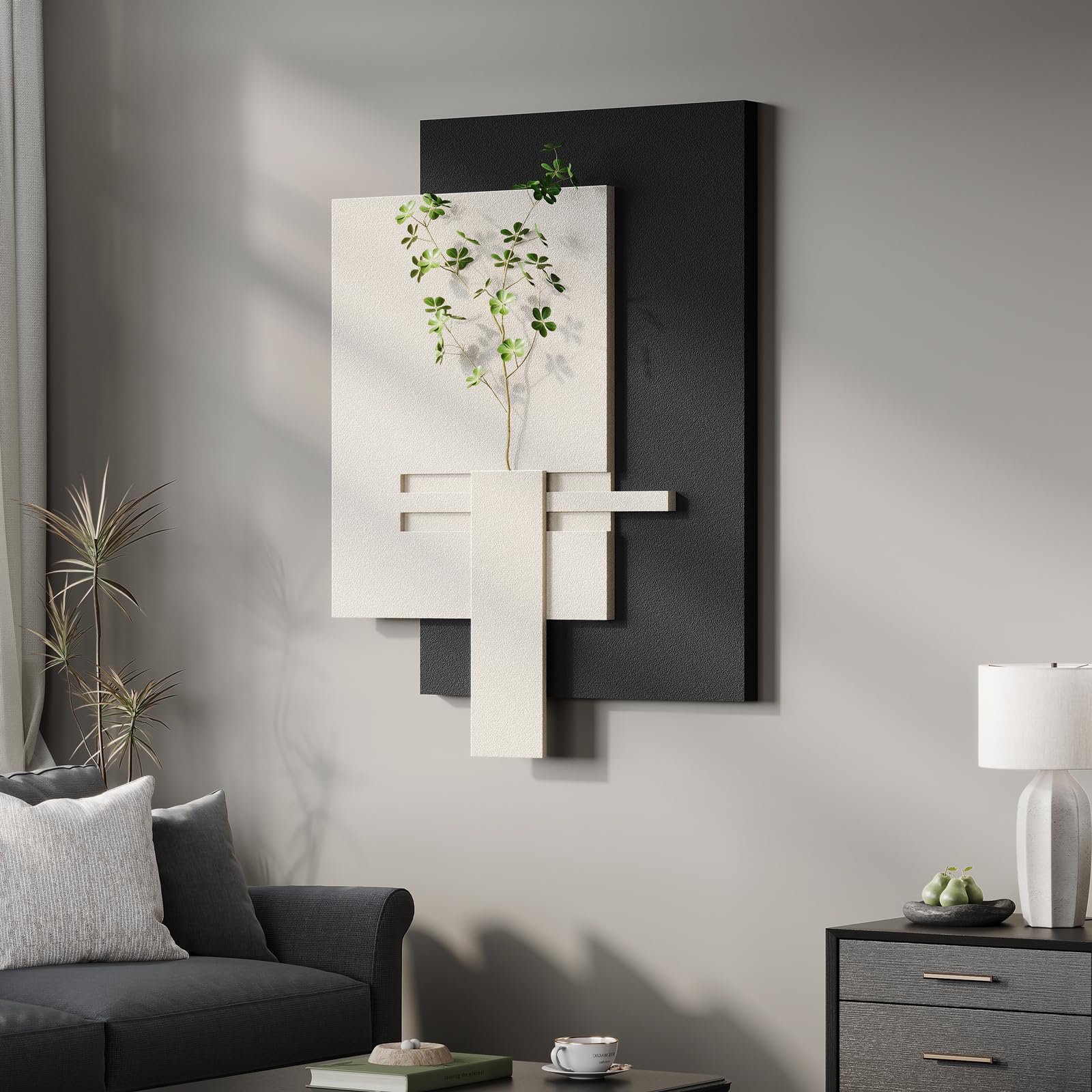 3D Textured Abstract Wall Art Set - Brown & White -23