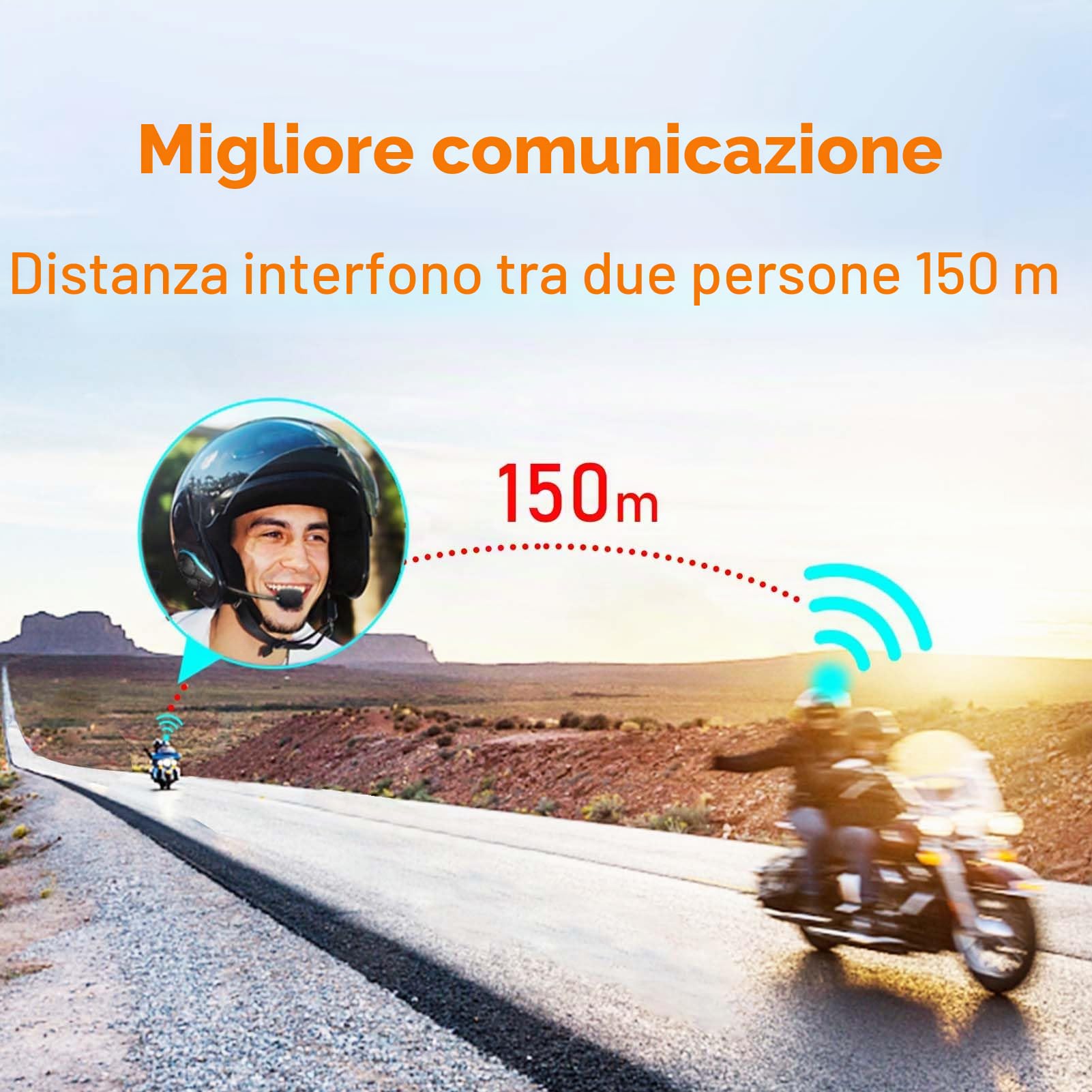 Interfono Moto, BT12B V5.0 Cuffie da Moto Bluetooth con Sistema di Comunicazione a Mani Libere e Funzione di Riduzione del Rumore, Auricolare Hi-Fi Offrono Prestazioni Audio di Alta Qualità