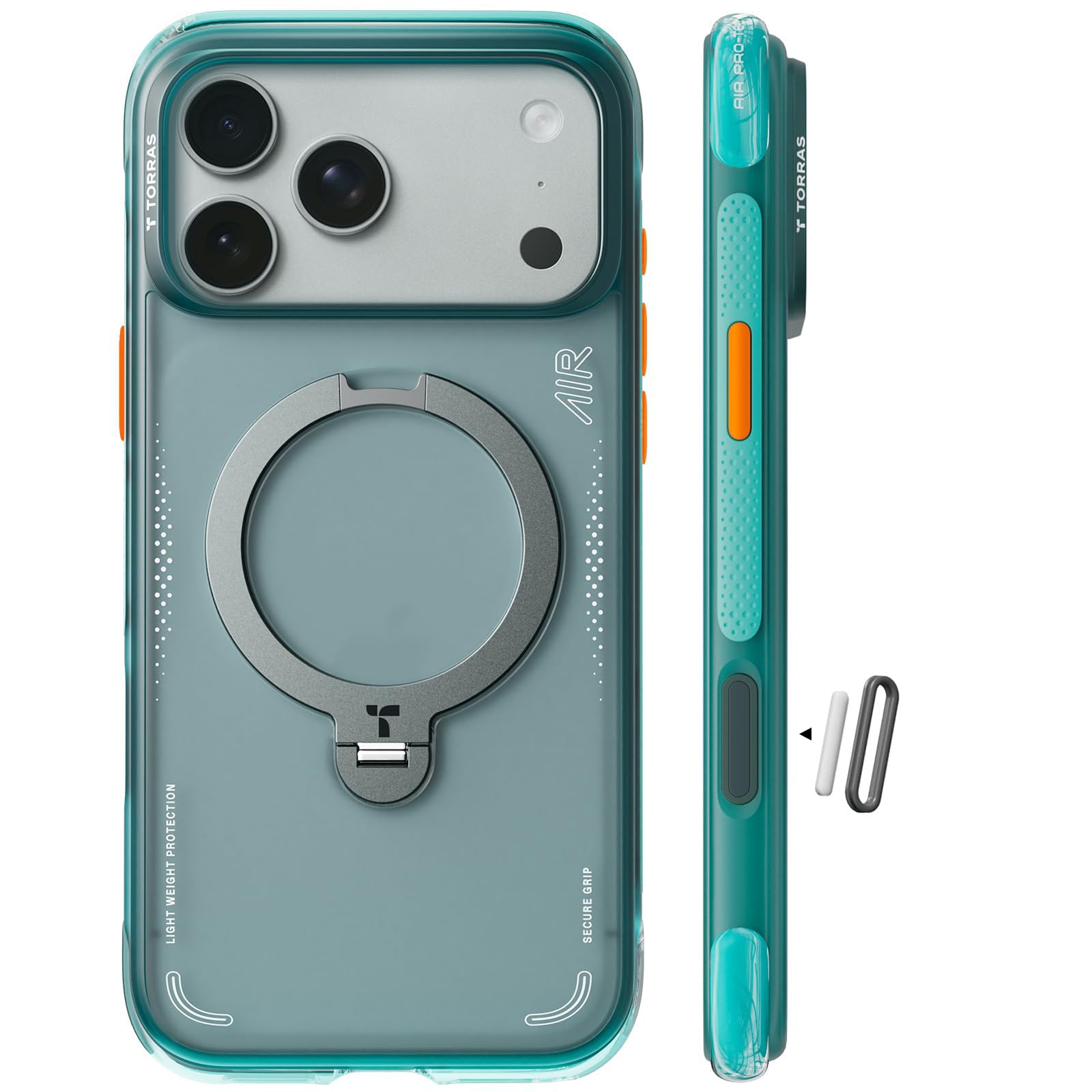 TORRAS Ostand Q3 Air for iPhone 17 Pro Max Case with Real Airbags