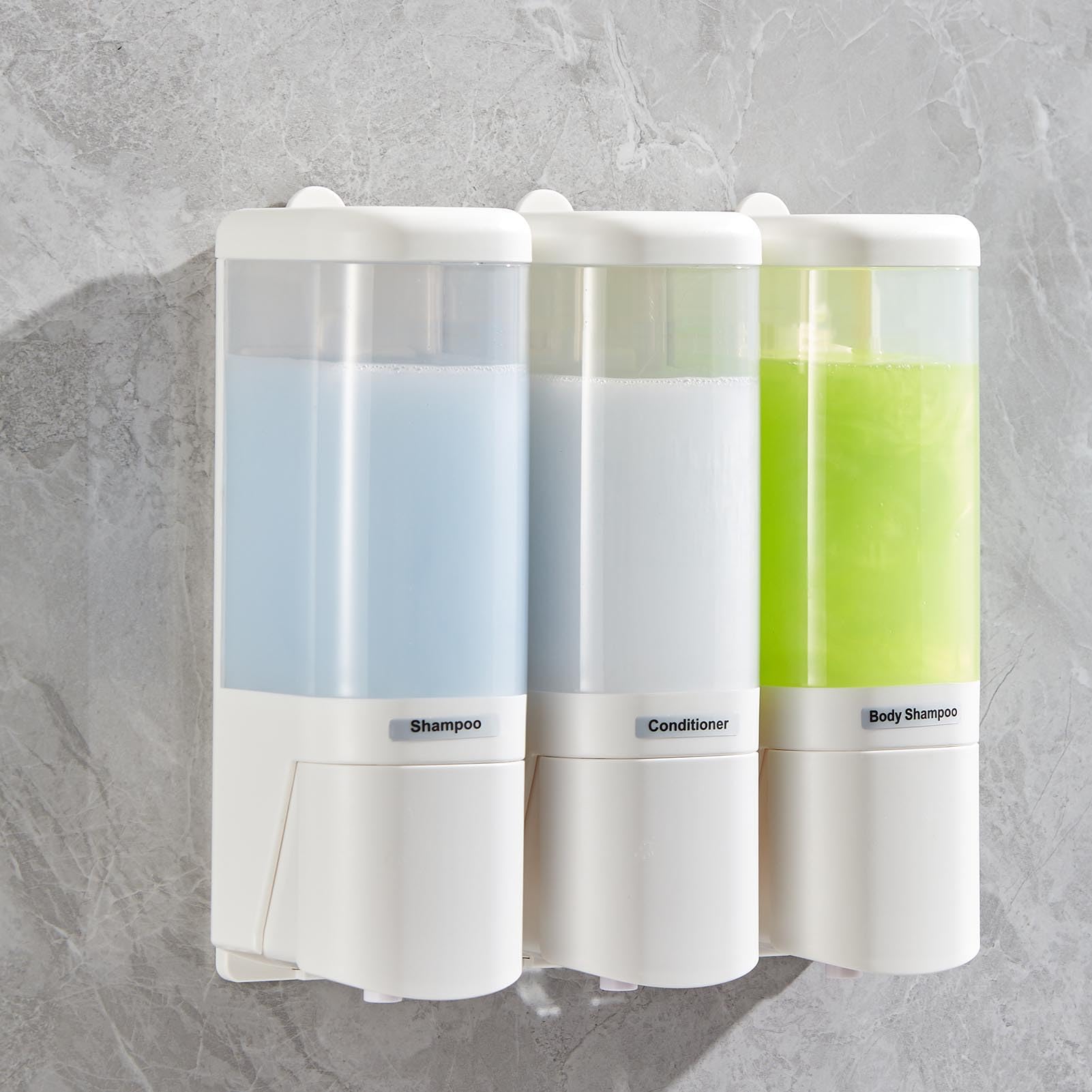 Distributeur de Savon Liquide Mural 480 ML X 3 Anti-Fuite (Blanche)
