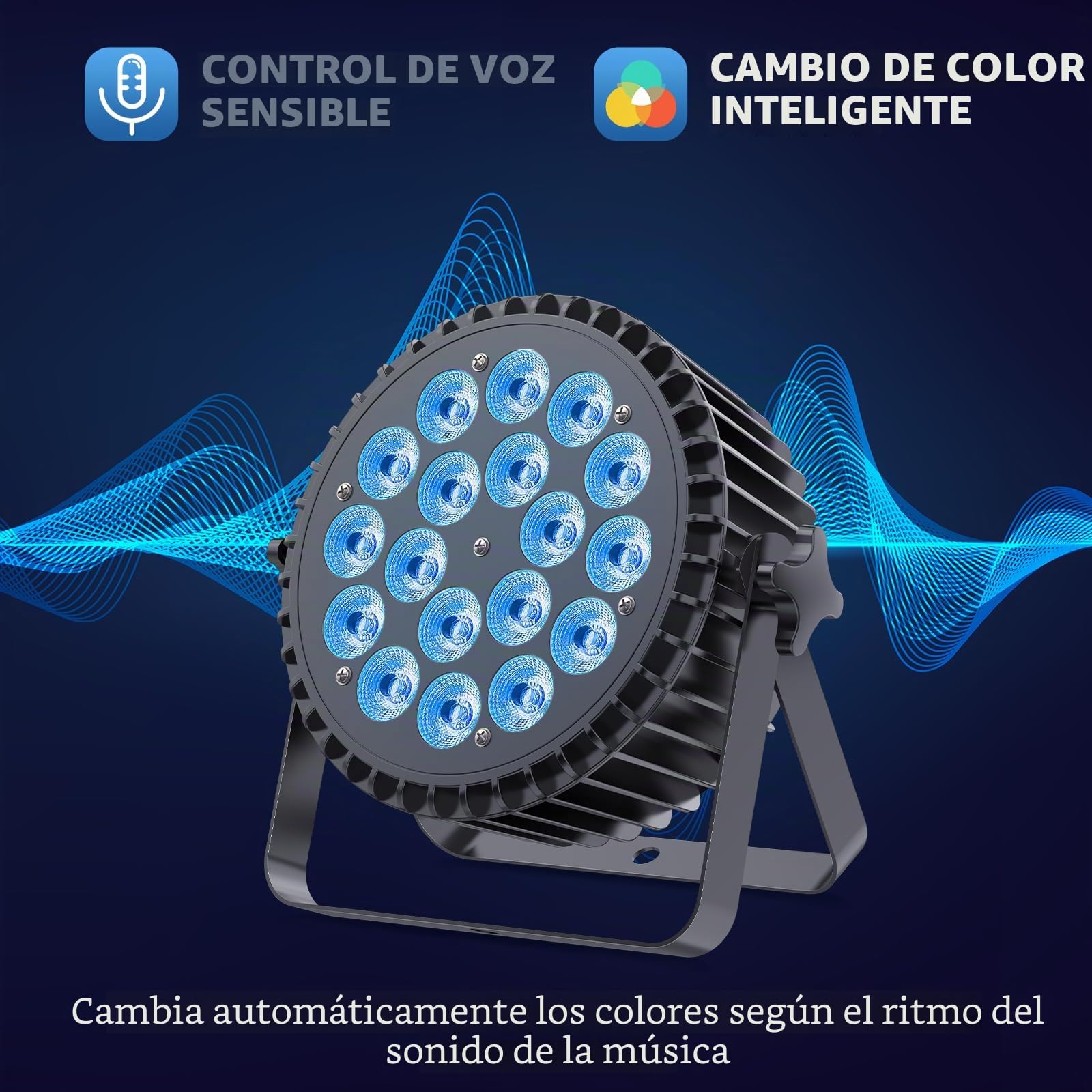 2PCS RGBWA UV Focos Par LED 200W, 18 LED Luces Escenario 7/10CH con Estroboscópica y Activación Sonido, Luces Discoteca para Espectáculos Bares Fiestas Bodas Halloween