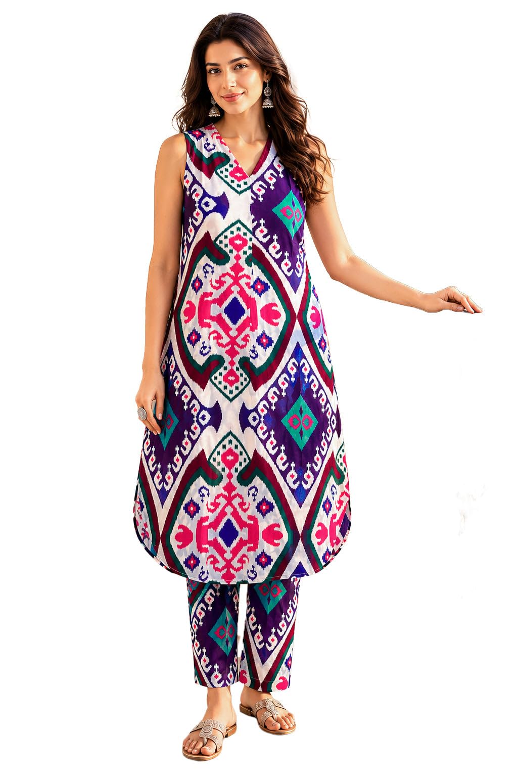 Conjunto de pantalones kurta de algodón puro con acabados premium Ladyline 6
