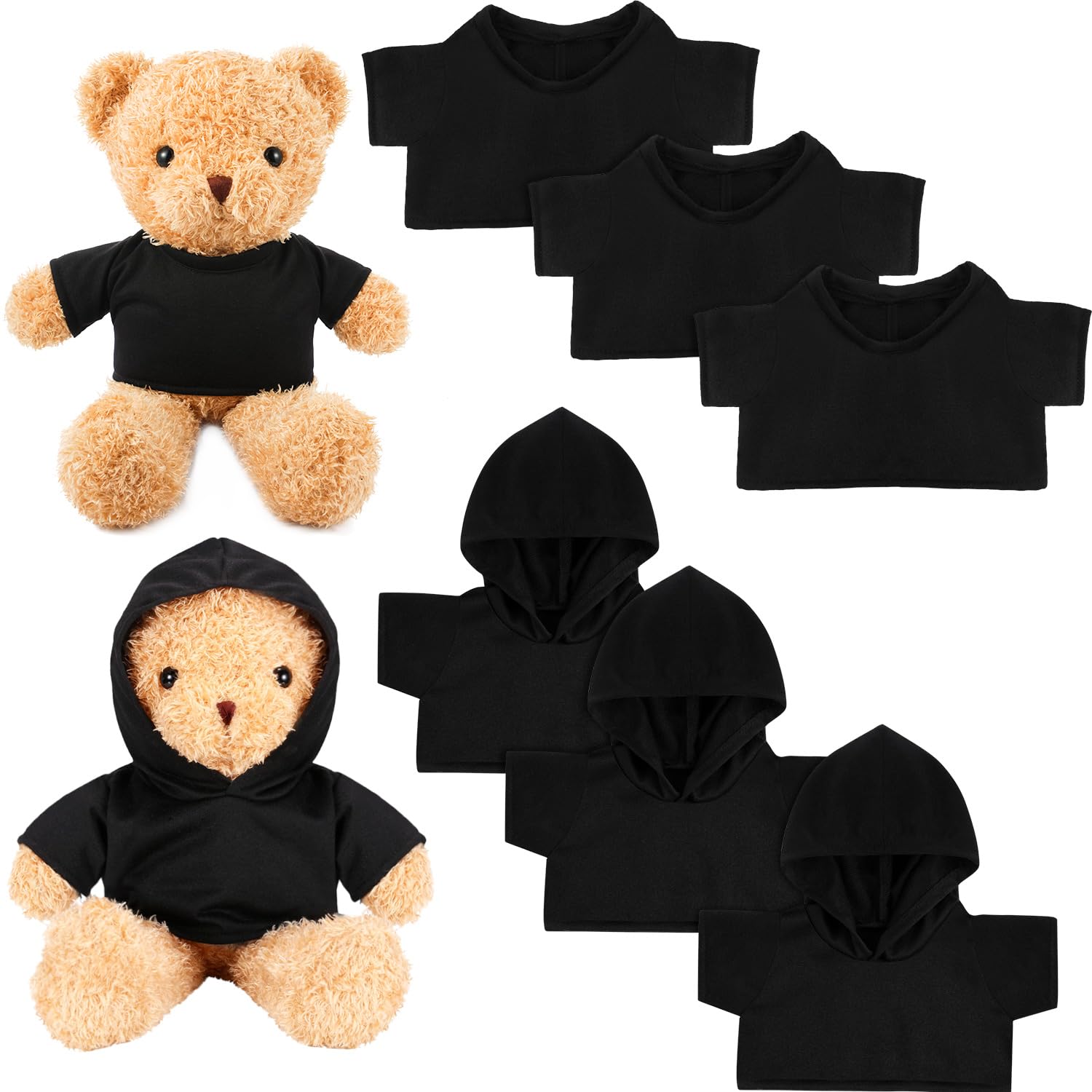 Litherr S 6 PCS Stuffed Bear Clothes Sublimation Stuffed Animal T-Shirt and Hoodie Plush Doll Tshirts Blank Plush Bear Hoodie Fit 14-18 Inches Stuffed Bear Doll
