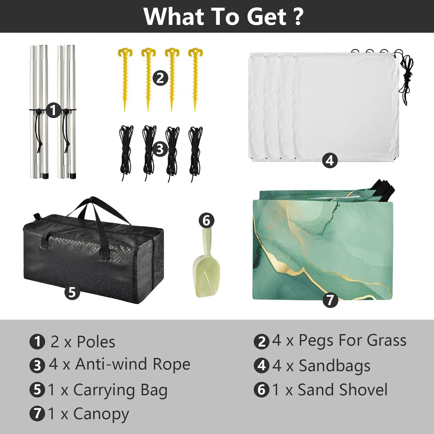 ALAZA Green Marble W/Gold Line Beach Tent Sun Shelter UPF50+ Protection Beach Shade Canopy w/ 4 Sandbags for Outdoor Camping, Fishing, Backyard Fun, Picnic, 10x9 ft