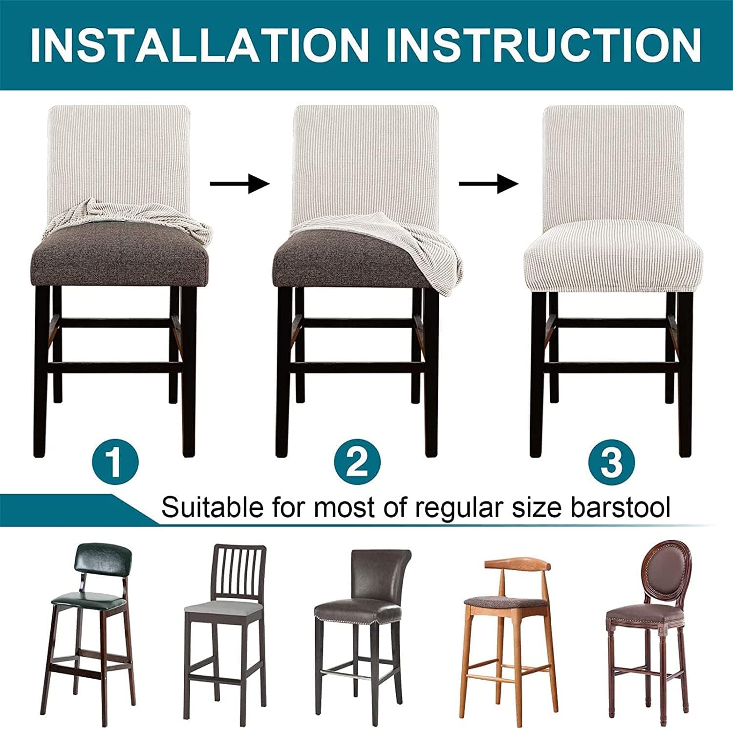 FXBZA Stretch Dining Chair Covers, Chair Furniture Protector Covers, Removable Spandex Chair Covers Slipcovers Washable High Back Chair Slipcover for Living Room (Color : Ivory, Size : Set of 4)