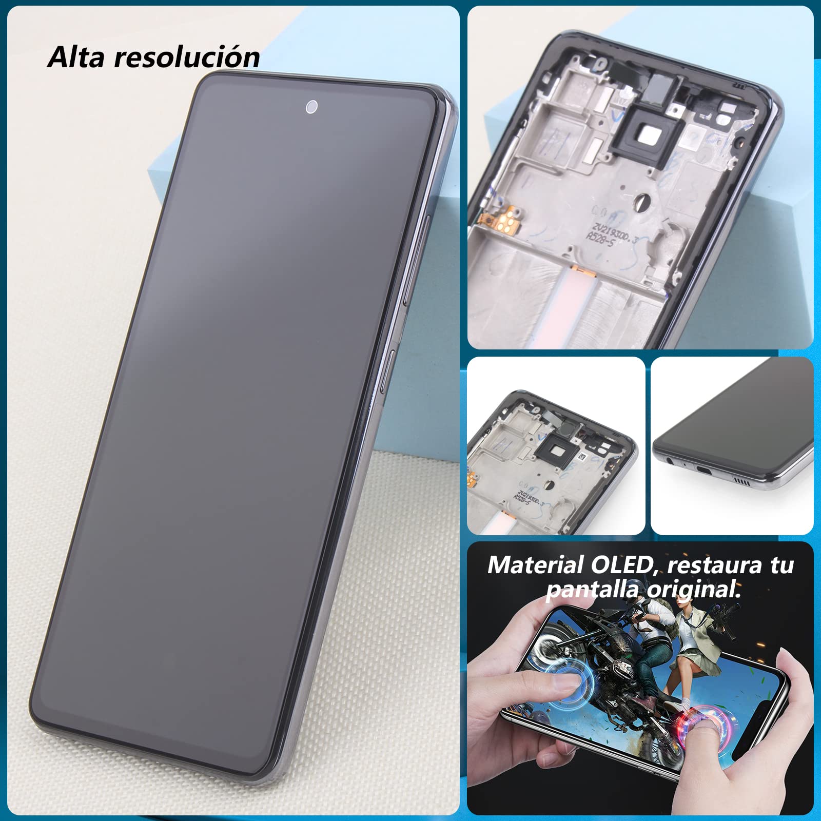 RongZy OLED para Samsung Galaxy A52s 5G A528B 2021 Pantalla Táctil LCD de Repuesto Ensamblaje Digitalizador Reemplazo para Samsung A52s con Herramientas de Reparación(Soporte Huellas Dactilares)