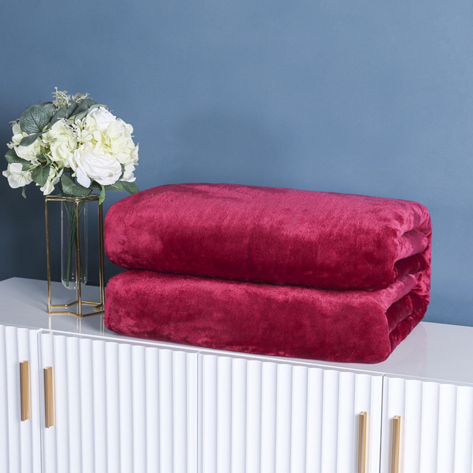 DOTBUY-SHOP Flannel Blanket Soft Throw Blanket, Fashion Blankets and Throws, Warm Flannel Throw fit all Season, Flannel Blankets for Sofas, Bed (Claret,180x200cm)