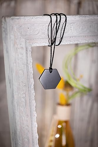 Miniatura 7 de QUANTHOR Collar de protección de piedras de shungita Auténtico de cristal de shungita de Karelia con fullerenos de carbono Collar de shungite con