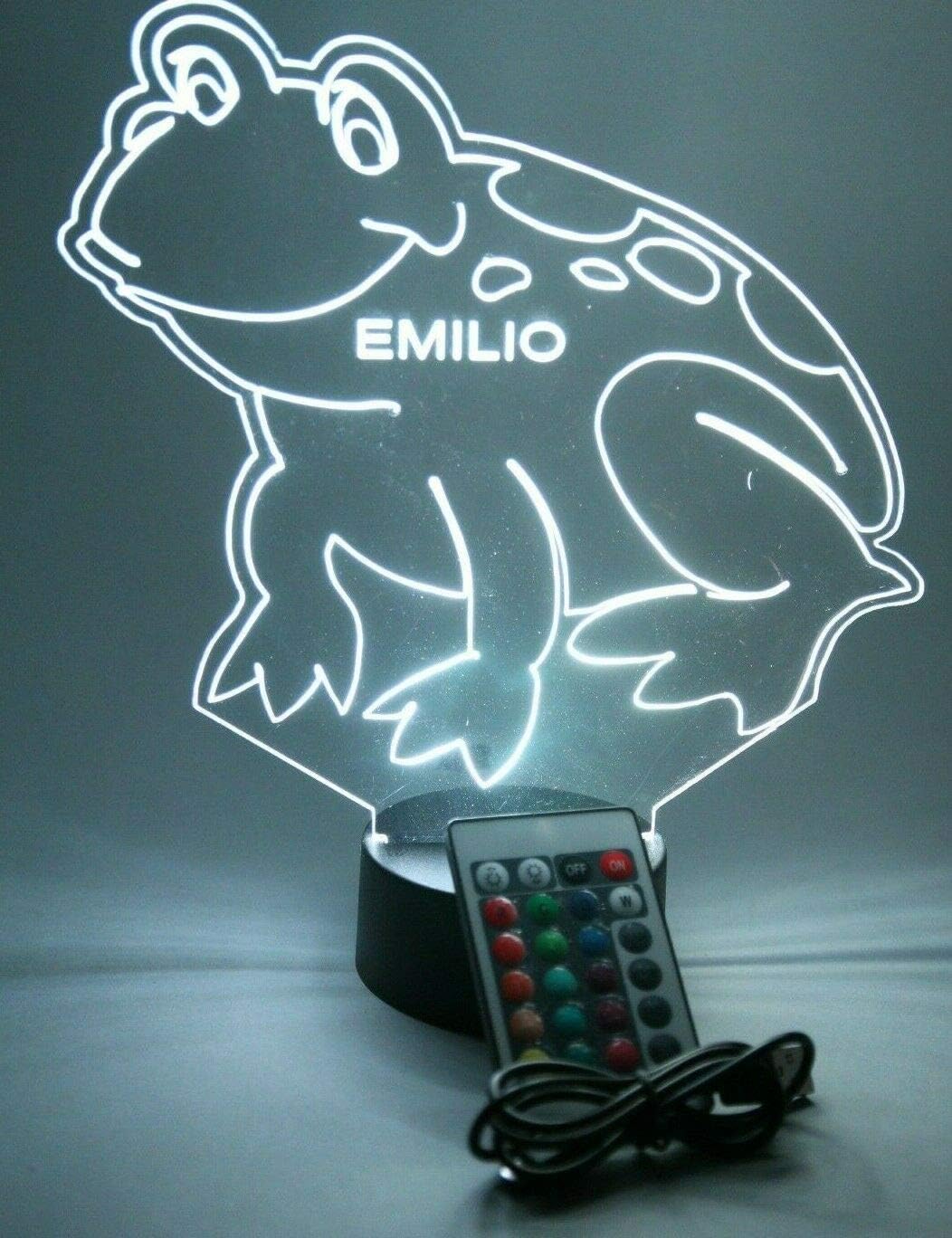MIRROR MANIA Frog Light Up Lamp LED Personalized Name Night Light Engraved Leaping Toad Table Lamp - It's Wow, with Remote, 16 Color Options, Dimmer, Free Engraved, Great Gift