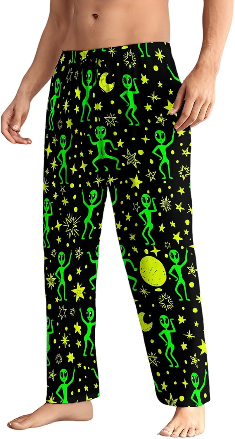 Alien Men's Pajama Pants with Pockets Breathable Lightweight Sleep Pants for Men Soft Lounge Pants Elastic Waistband Large - Image 5
