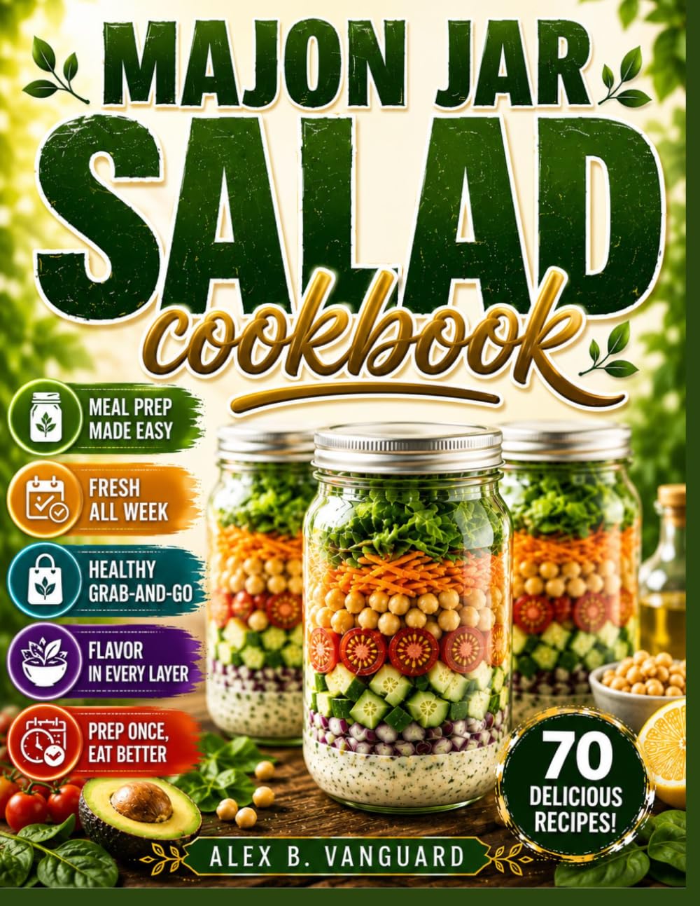 Mason Jar Salad Cookbook: 70 Fresh & Flavorful Recipes for Easy Meal Prep, Healthy Eating, Weight Management, Perfect Layering, Homemade Dressings, and Make-Ahead Lunches, Full-Color Edition