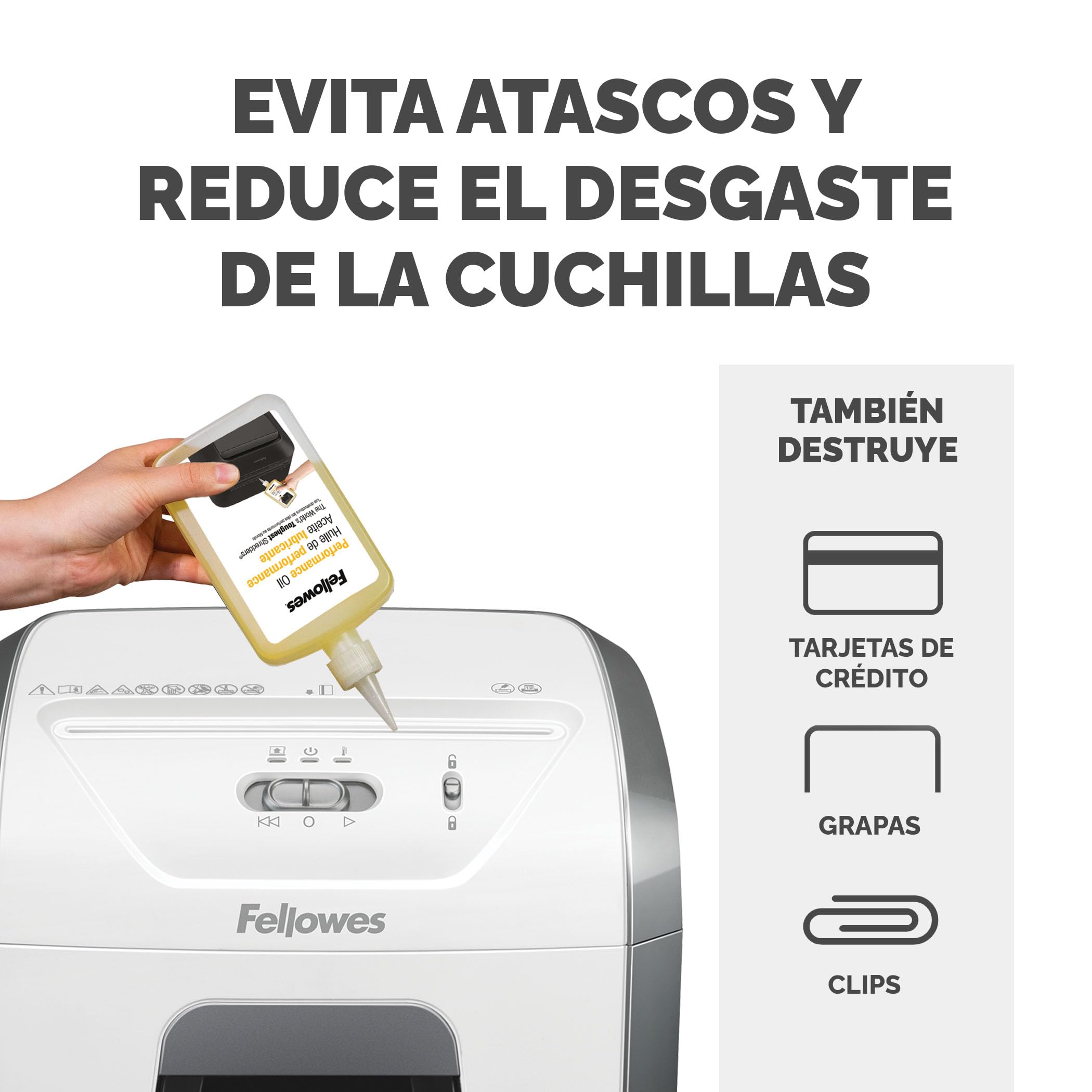 Fellowes FS-12C - Trituradora de Papel, Corte en partículas, destruye hasta 12 Hojas, destructora de Papel Uso Personal, Exclusiva de Amazon + Fellowes Aceite lubricante para destructoras, 355 ml