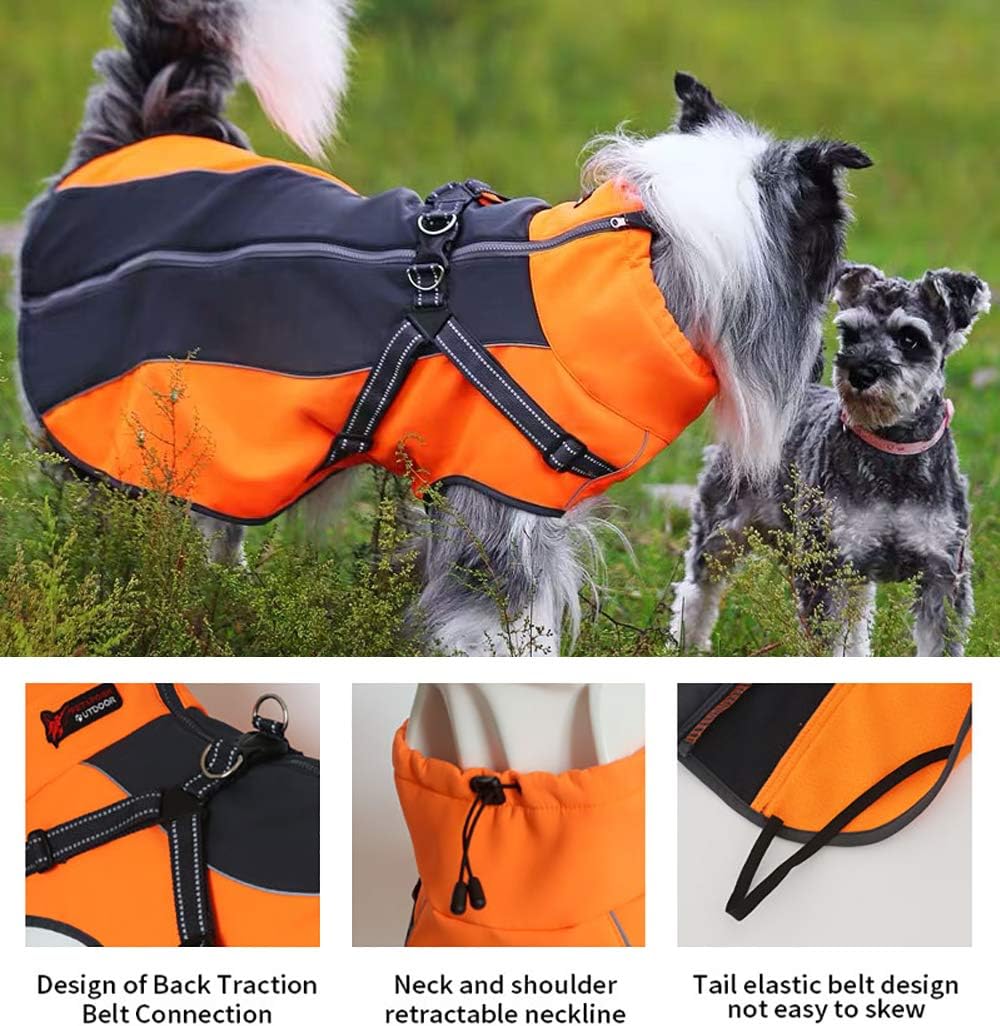 Innopet Dog Jacket Waterproof Windproof Dog Winter Coat with Harness Dog Windbreaker Outdoor Warm Dog Vest for Medium and Large Dogs-L