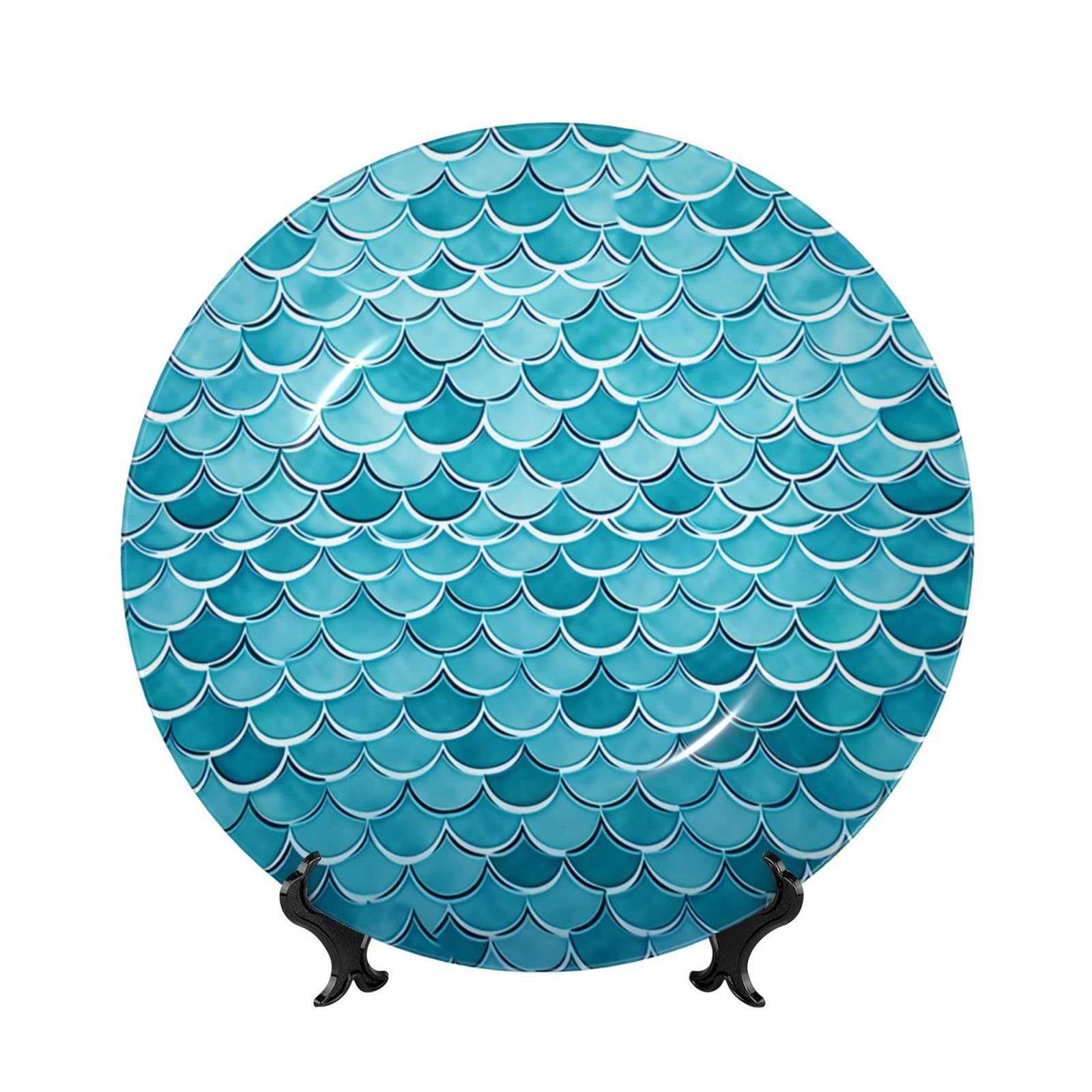 Assiette décorative Blue Waves en porcelaine pour salon et bureau