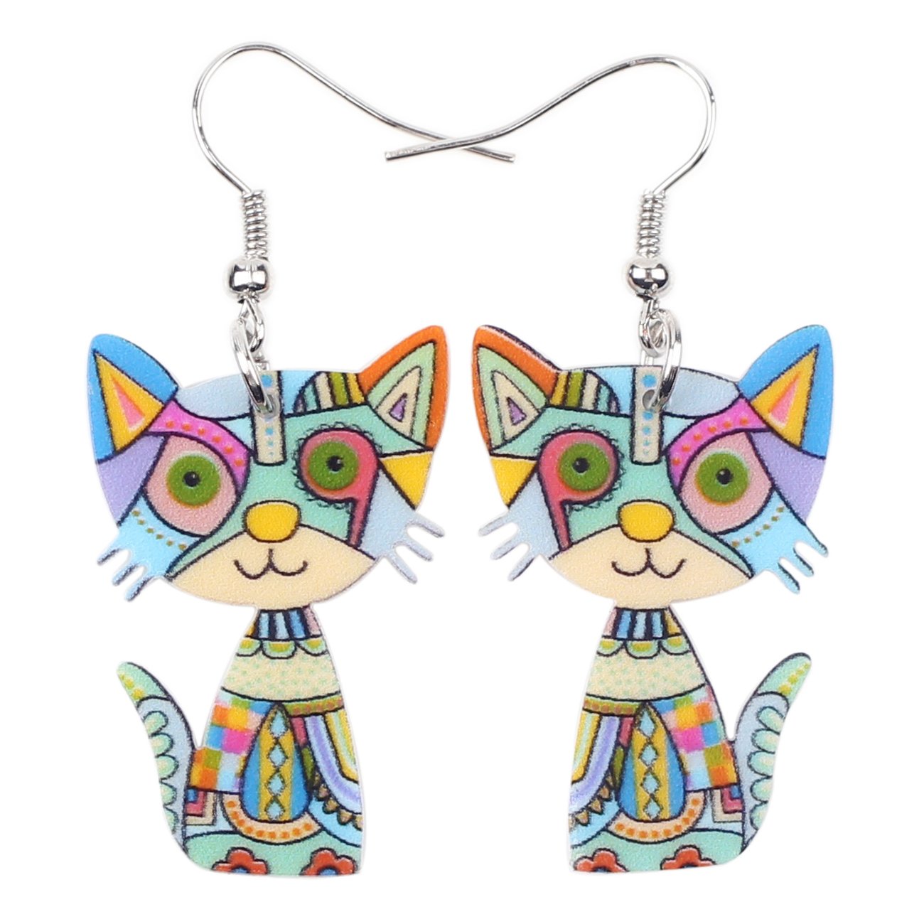 Acrylic Drop Cat Earrings Pets Funny Design 7 Color Lovely Gift For Girl Women By The Bonsny