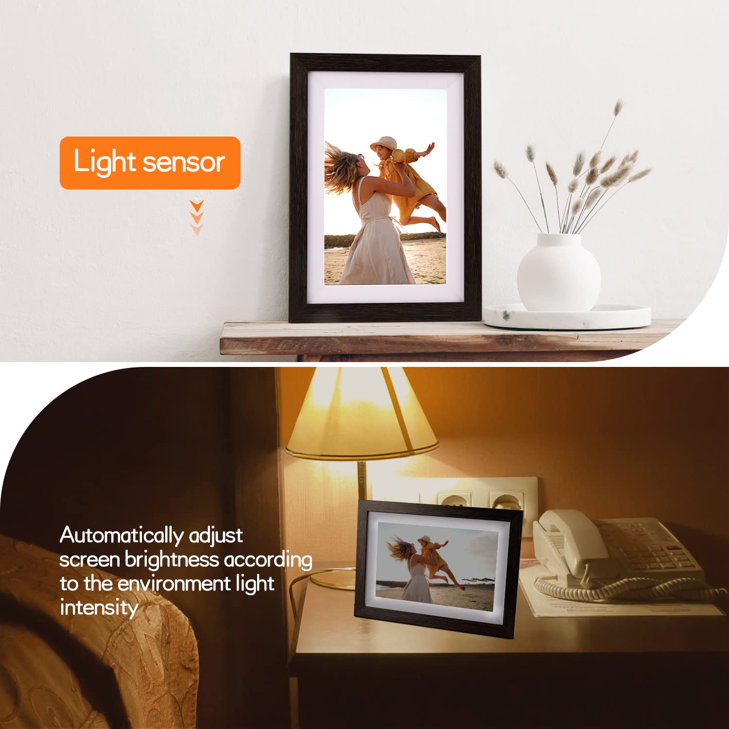 Golony Frameo Cornice Digitale Wifi 10,1 Pollici IPS Touch Screen – Rotazione Automatica, 16 GB, Condivisione Istantanea Via App Per Foto E Video