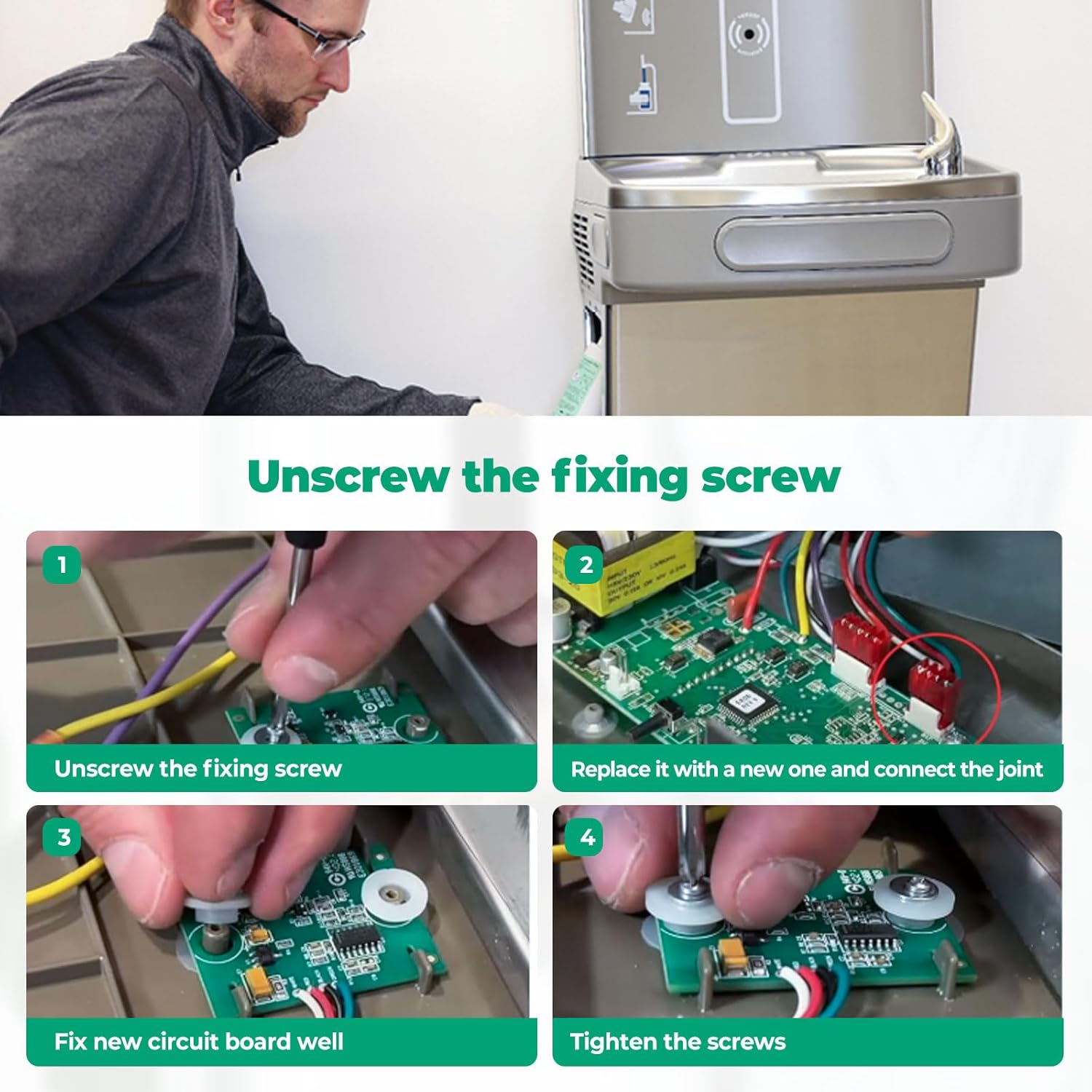 98544C Water Bottle Sensor Kit Compatible with Elkay Ezh20 and Halsey Taylor HydroBoost Sensor Kits (Destruct-Proof Models Not Included), Replacement for 56328C Parts Thermostat