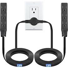 Twin Extension Cord Power Strip 24Ft, Double Extension Cord Splitter with 6 3 Ground Outlets for Indoor Use, Flat Plug Extensions Cord Two Way Splitter for Behind Bed Cabinet Couch Furniture