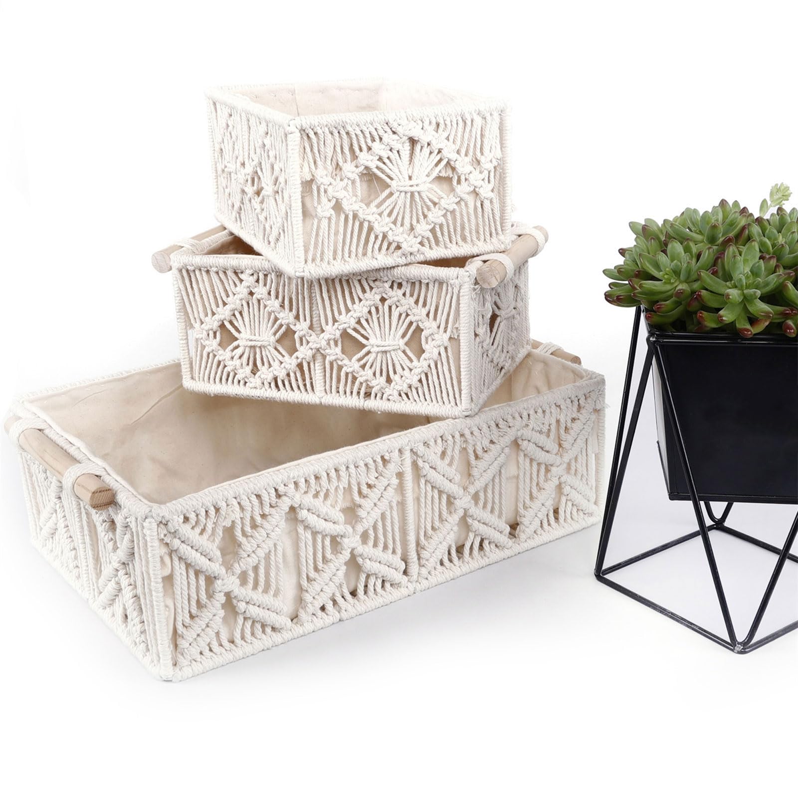 Caja organizadora Tejida de algodón Resistente y Moderna, solución de Almacenamiento versátil, Accesorio para hogar para hogares y oficinas Modernos, organización del Dormitorio