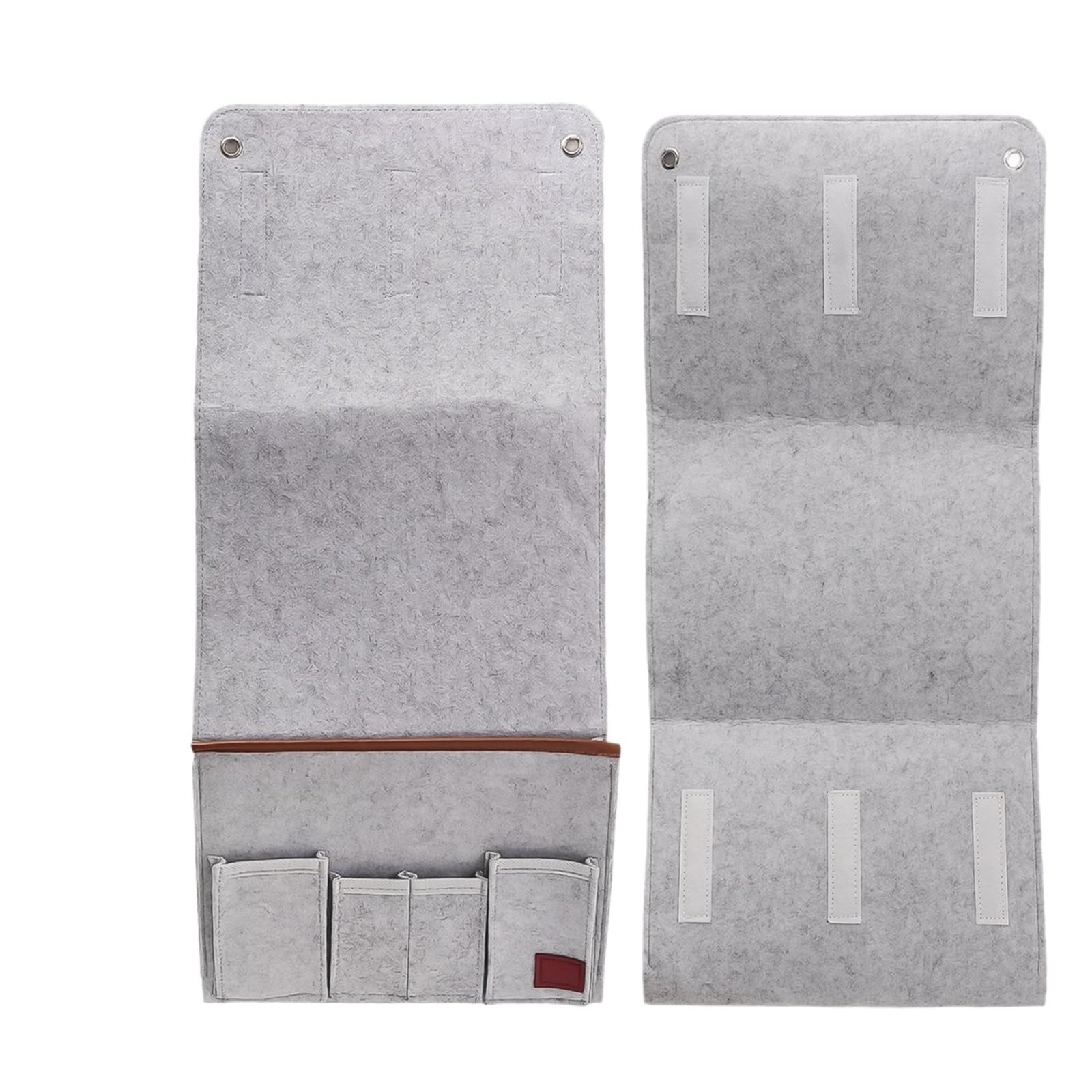 KiddiBubzi 1 PC Sturdy Felt Hanging Organizer For Bedside Armchair Couch Recliner Multi-Pocket Remote Control Books Tablet Phone Storage Pouch(Light Grey)