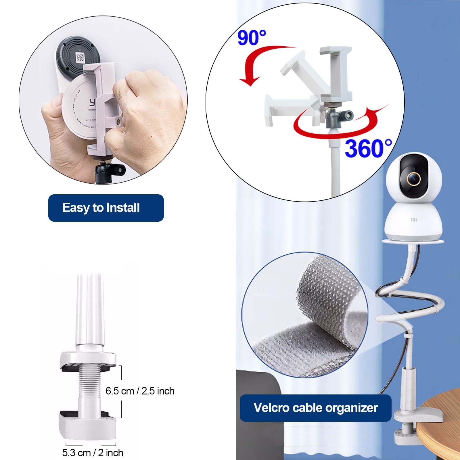 JAMUILS Universal Flexible Twist Baby Video Monitor Holder Clip for Cot Desk Compatible with Hellobaby HB30 HB32 HB35 HB50 - Image 4