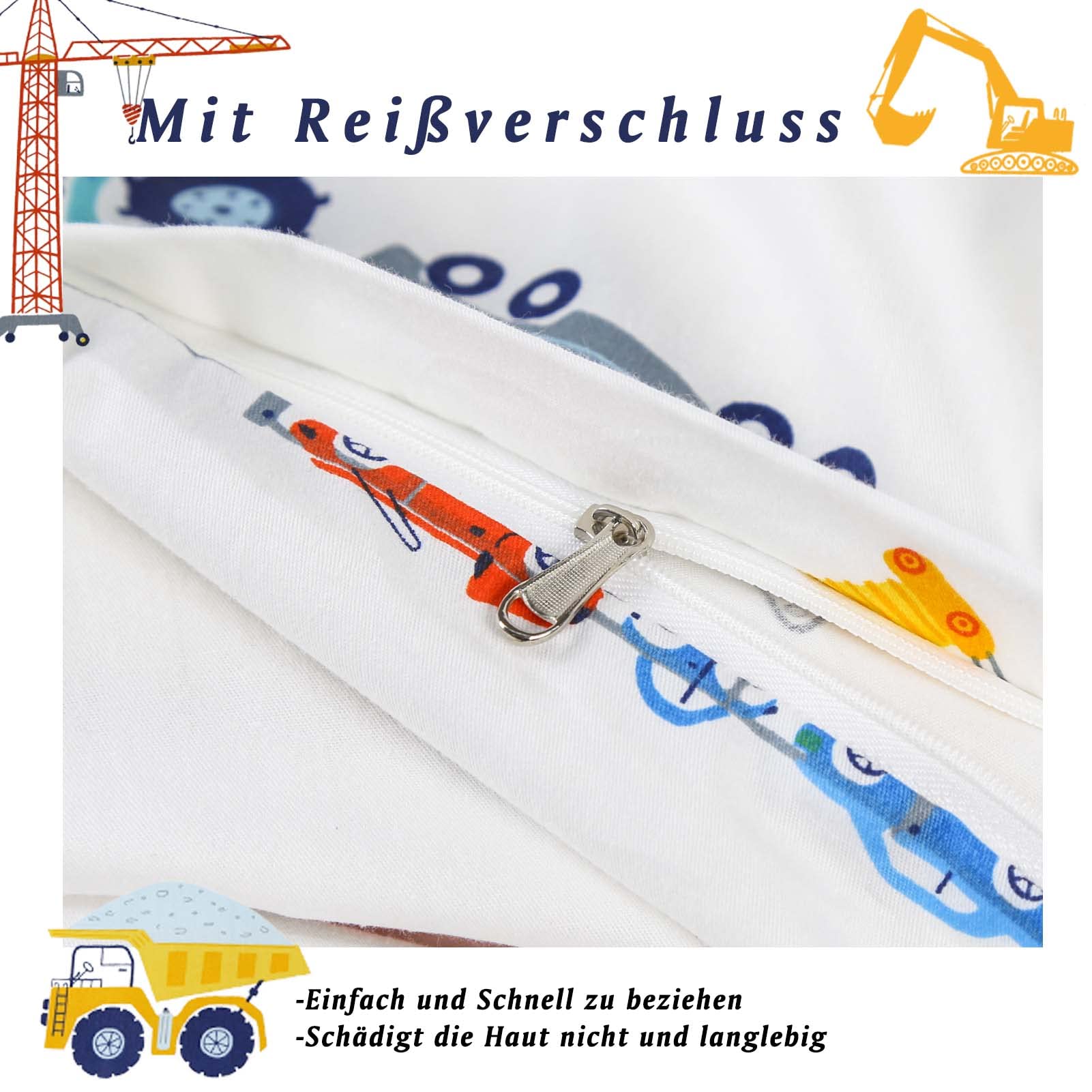 Copripiumino singolo bambino neonato 100 x 135 cm, in cotone, per bambini e bambine, con chiusura lampo