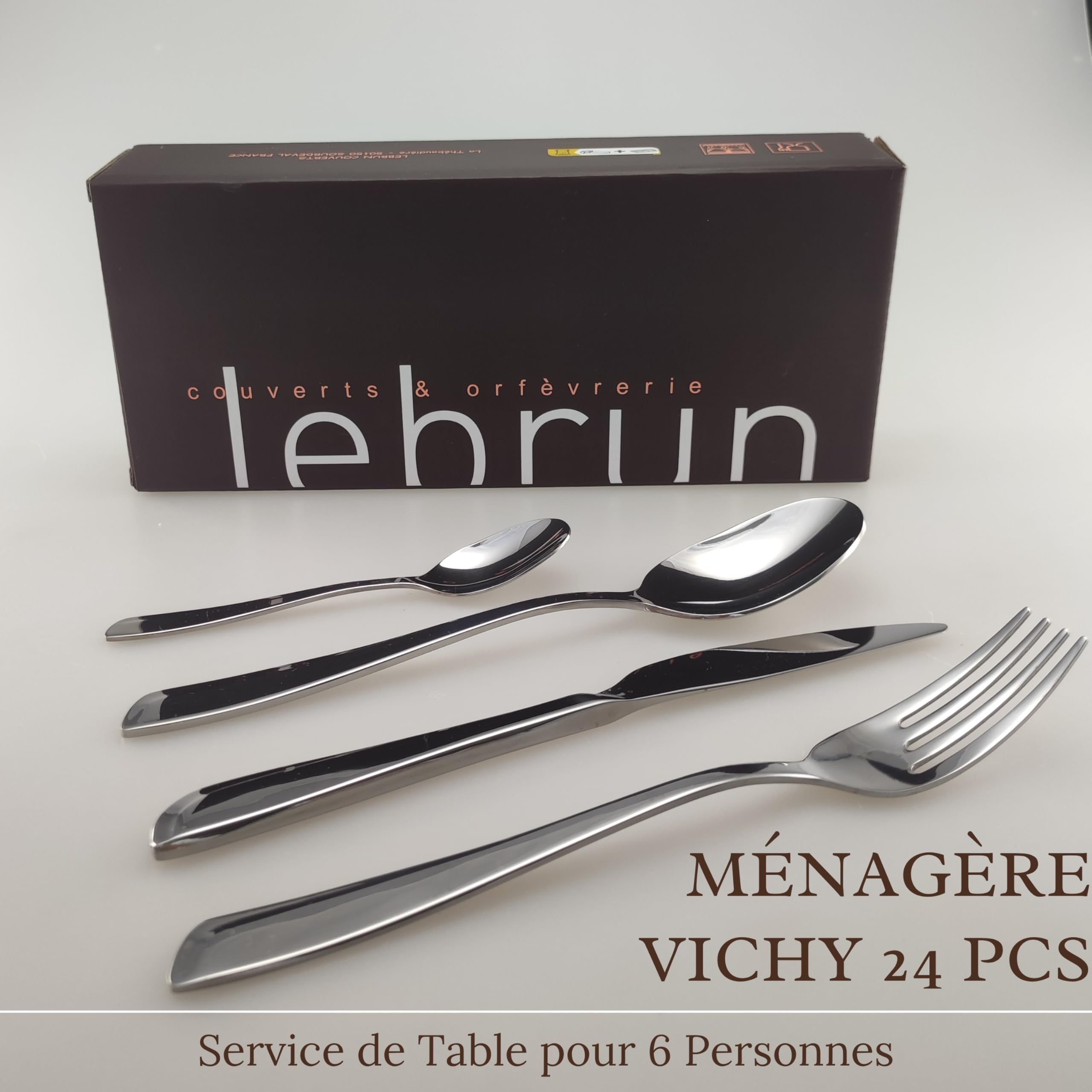 Lebrun Cubierts – Cubertería Cancun y servicio de 24 piezas – Juego de cubiertos de mesa – 6 personas – Acero inoxidable – Vajilla – Conjunto cubierto de mesa