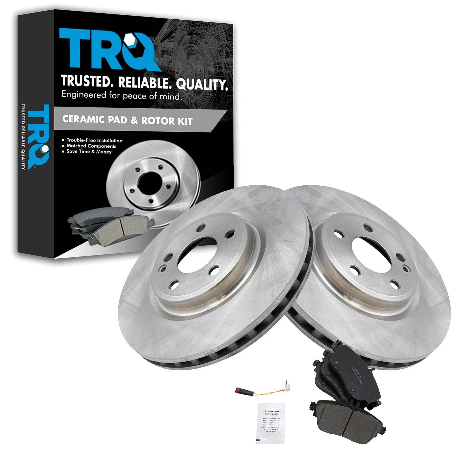 TRQ Front Posi Ceramic Disc Brake Pads & Rotors Kit for MB CLA250 GLA250