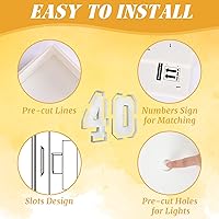 Vista 4 de Marco de marquesina de números 40 con luces de 4 pies con ranuras para fiesta de cumpleaños de 40 años, cartón grande con bombillas precortadas, kit