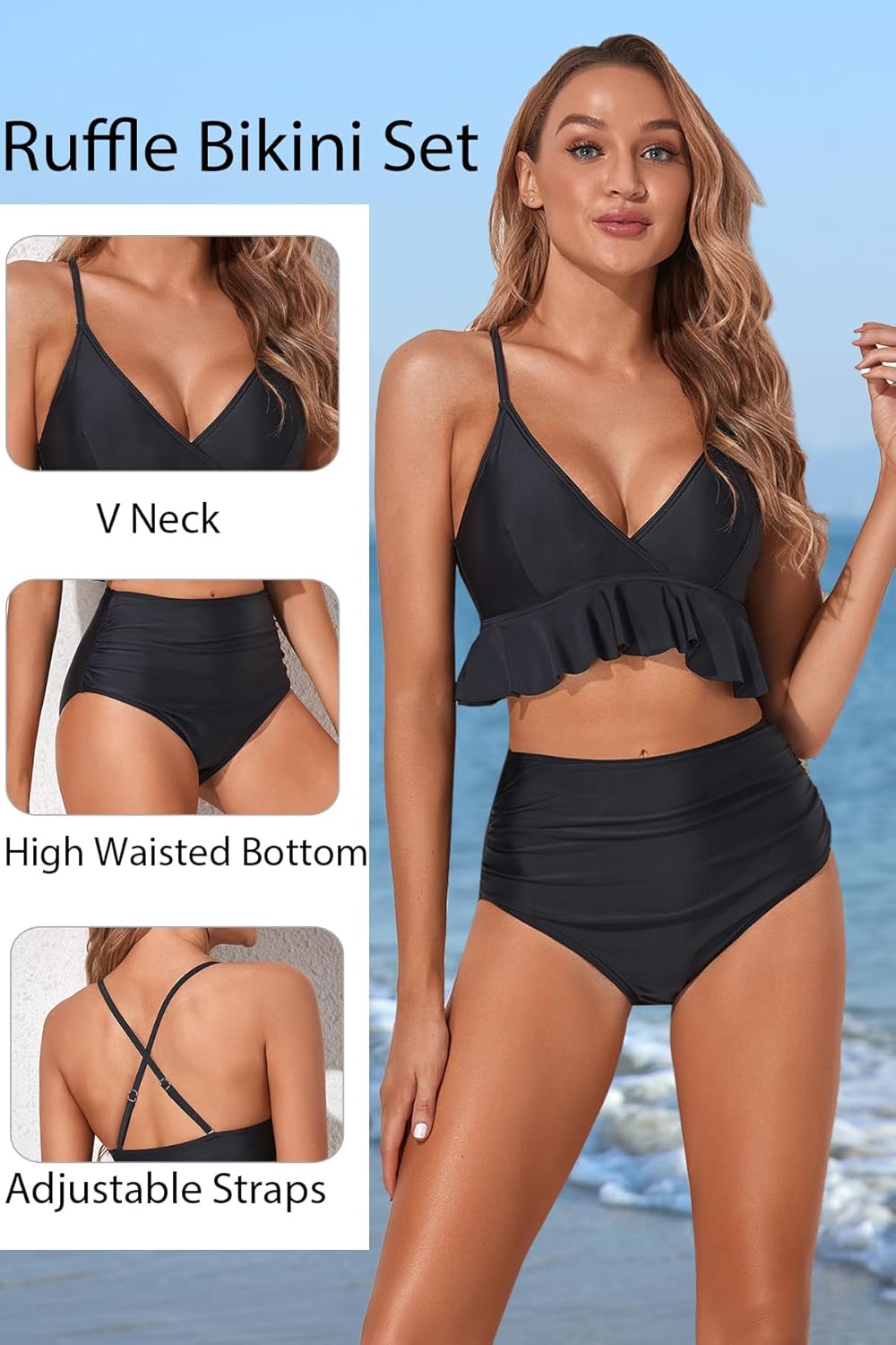 Tempt Me Women High Waisted Ruffle Bikini Set Two Piece Swimsuits Flounce Tummy Control Bathing Suit - Image 6