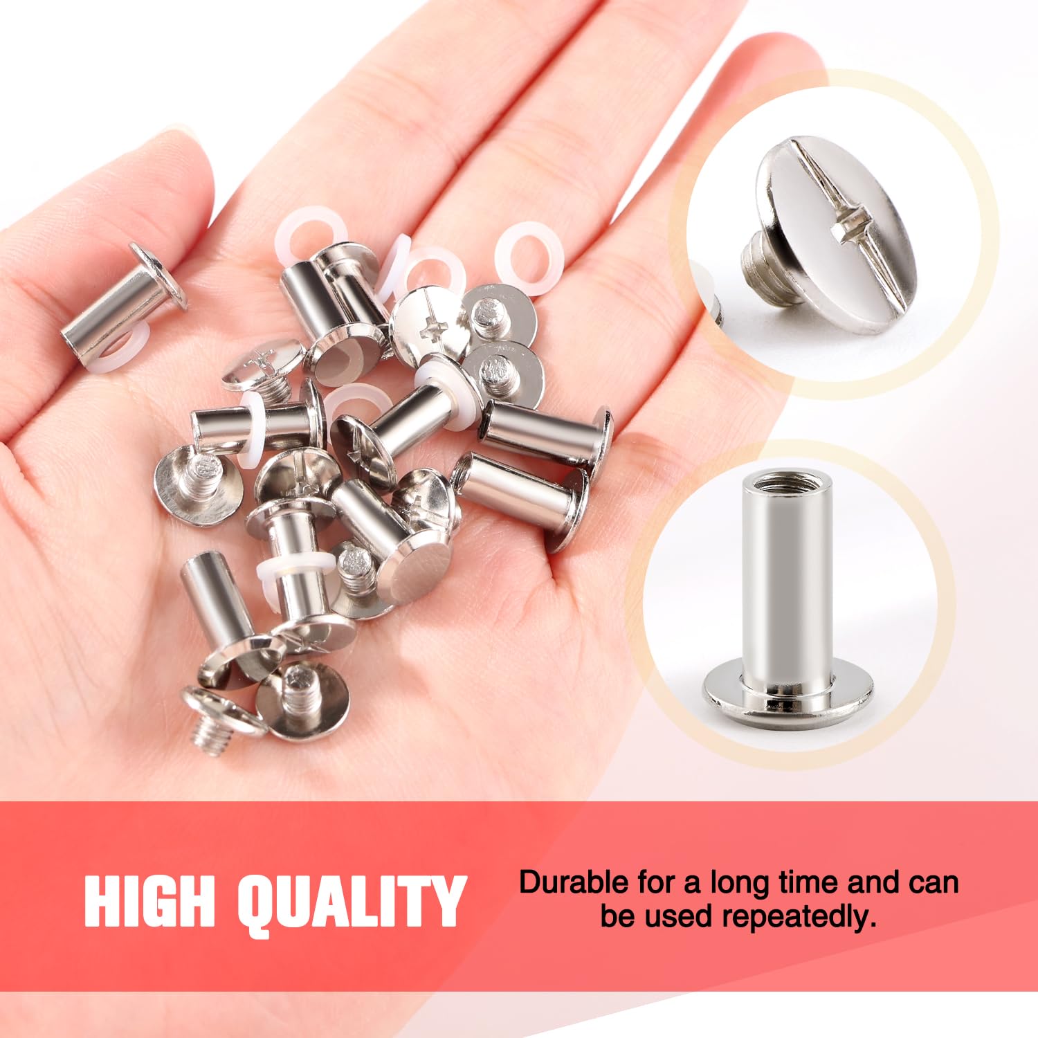 YIXISI 20 Set M5x12mm Chicago Binding Screws Kit, Book Binding Rivets, Leather Rivets, Binding Screws Posts - Image 3