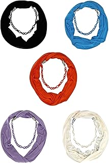 Mixed Color 5-Pack Chain Link Jewelry Infinity Scarf