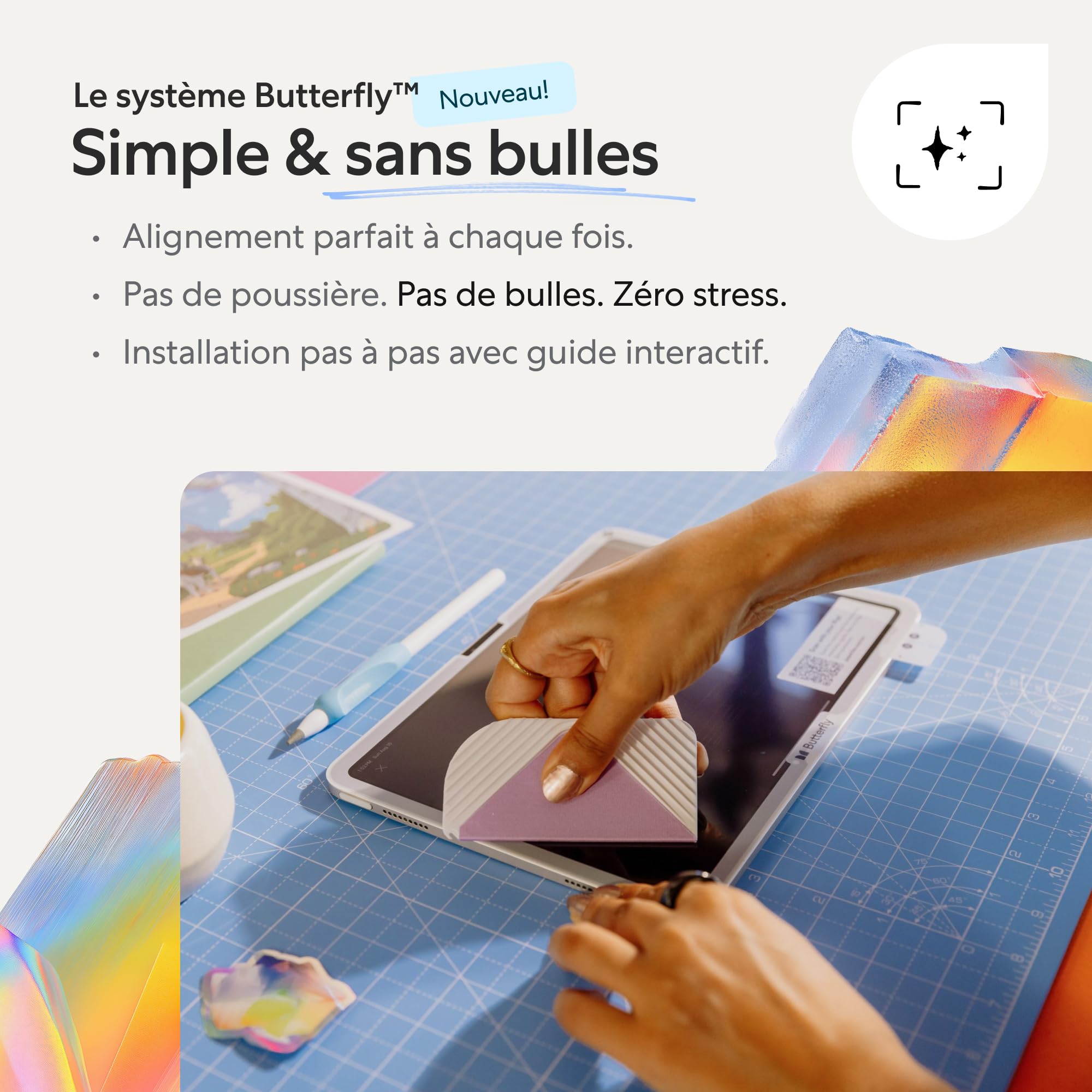 Paperlike® 3 Protection d’écran (2x) pour iPad Air 13 pouces (M4 / M3 / M2) & iPad Pro 13 pouces (M5 / M4) – Vraie sensation papier, pose sans bulles (Butterfly), Protège la pointe Pencil