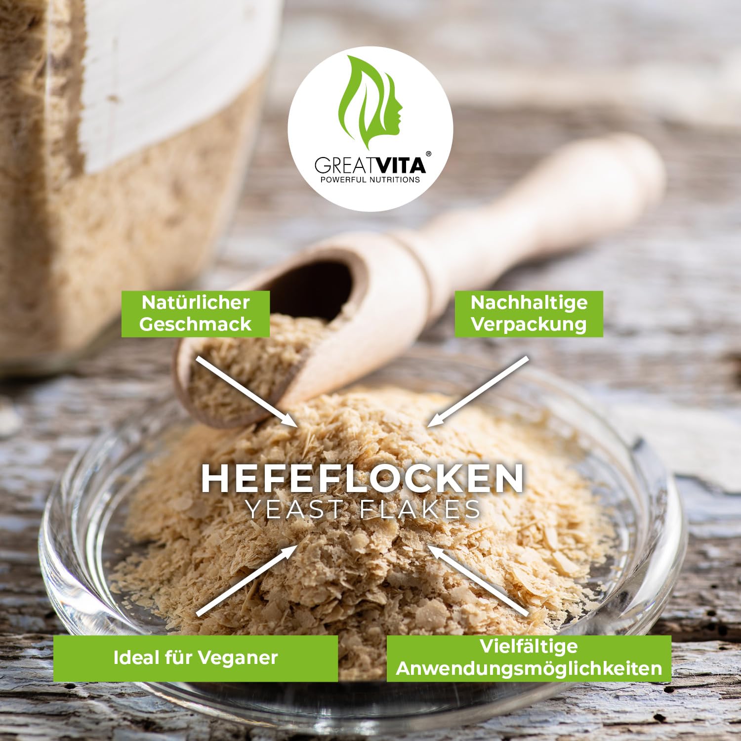 GreatVita Hefeflocken 1600g, naturbelassen