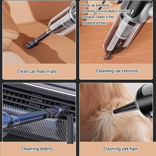 Miniatura 4 de Aspiradora portátil inalámbrica para automóvil, 20000 PA, 120 W, 4 en 1, aspiradora inalámbrica de mano de alta potencia y plumero de aire, soplador