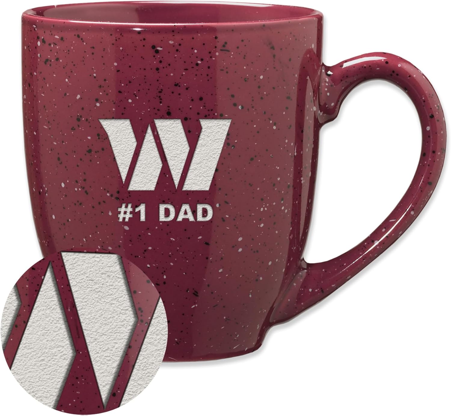 Rico Industries NFL Football #1 Dad 16 oz Team Color Laser Engraved Ceramic Coffee Mug