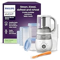 Philips Avent Steamer Blender Gift Set – EasyPappa 4 in 1, cuoci a vapore, frulla, scongela e riscalda facilmente le pappe, con vasetti e coperchi, SCF883, 20