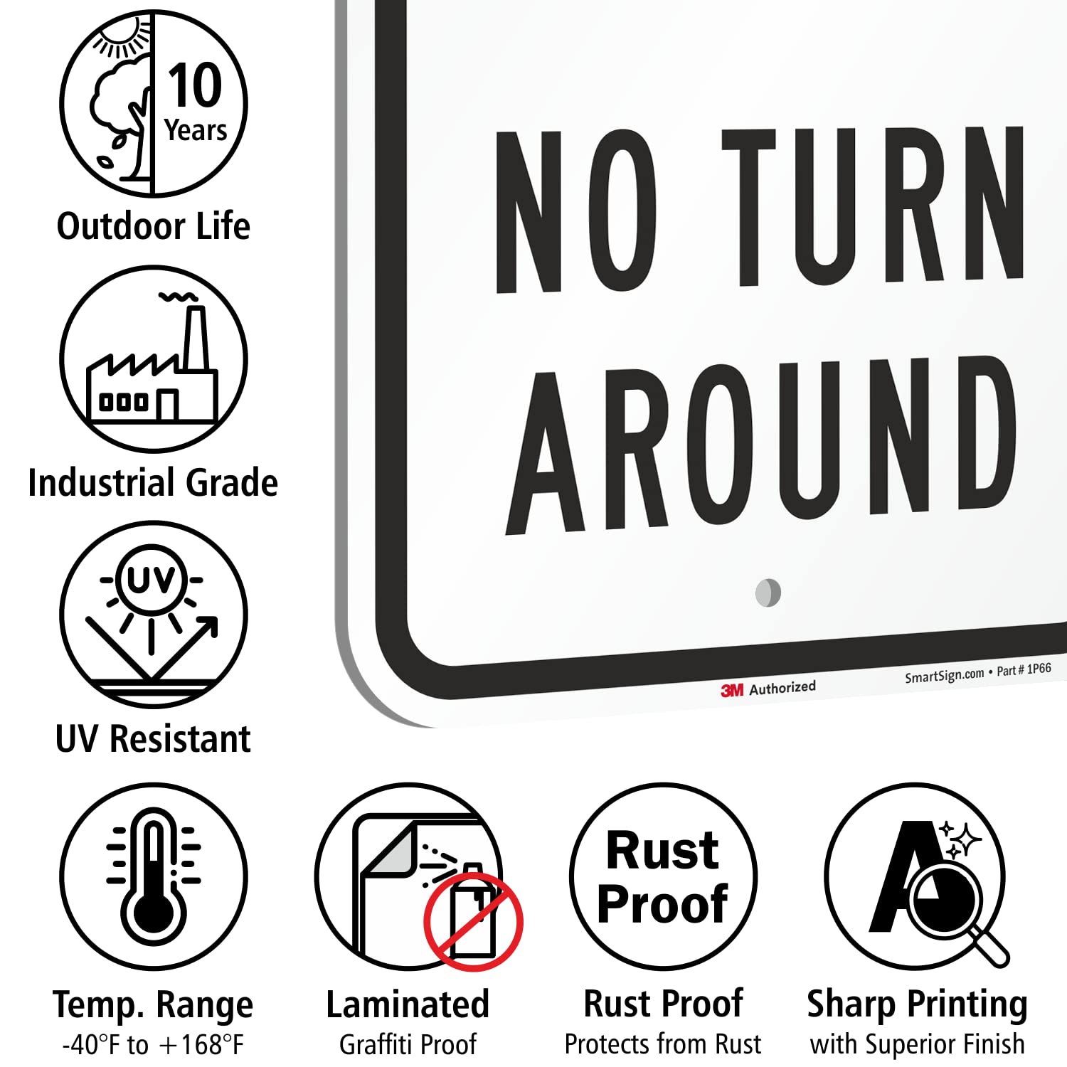 SmartSign - K-4165-EG-12x18-D2 "Dead End Road, No Turn Around" Sign | 12" x 18" 3M Engineer Grade Reflective Aluminum