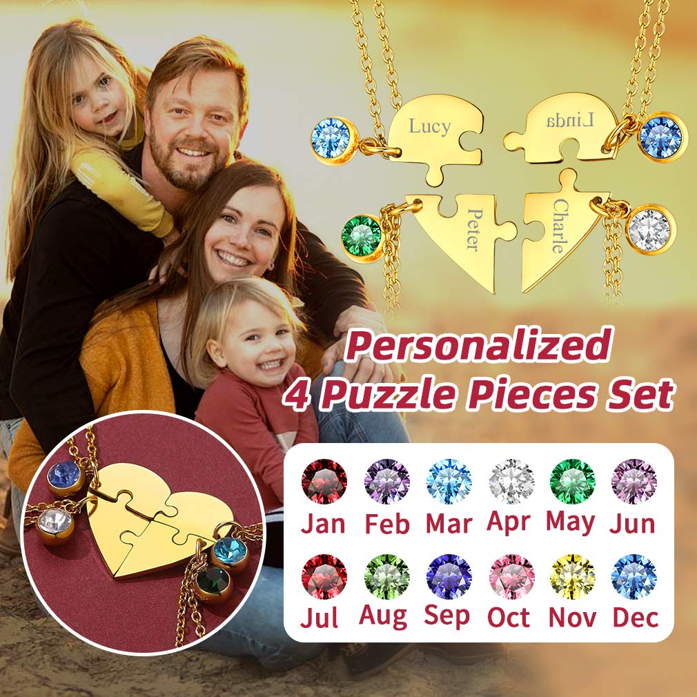 FaithHeart personalisierte Puzzle Anhänger DIY Namenskette aus Edelstahl BFF Freundschaftskette Familienkette mit Gravur Puzzle Kette für 2/3/4/5/6/7/8