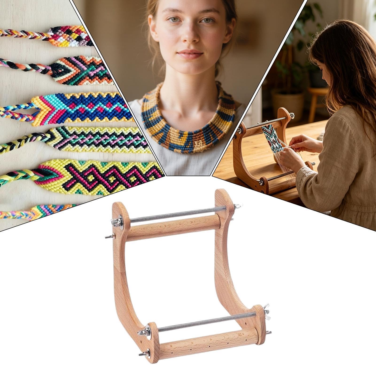 Verstellbarer vertikaler Perlenrahmen – 16 x 20 cm Größe, Edelstahl-Holzwebstuhl, ergonomisches Neigungsdesign, Armband-Webmaschine, DIY-Schmuckherstellung, Bastel-Set für Anfänger
