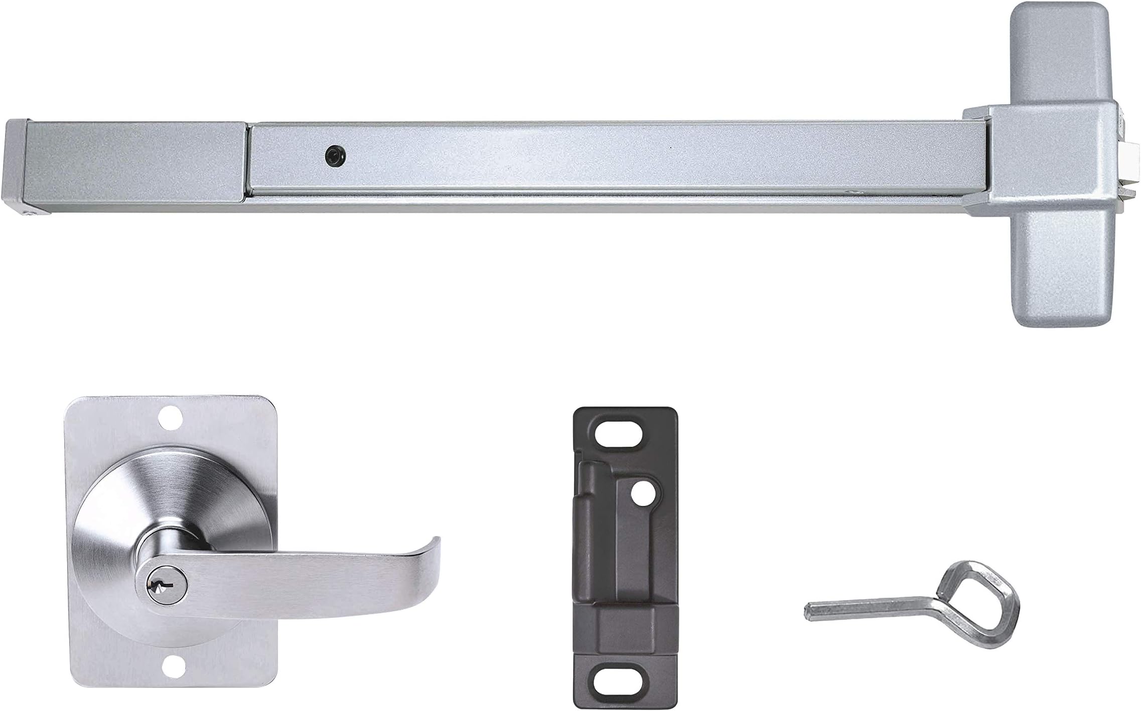 Push Bar Panic Exit Device, Grade 1 (UL listed) Aluminum, with Exterior Lever