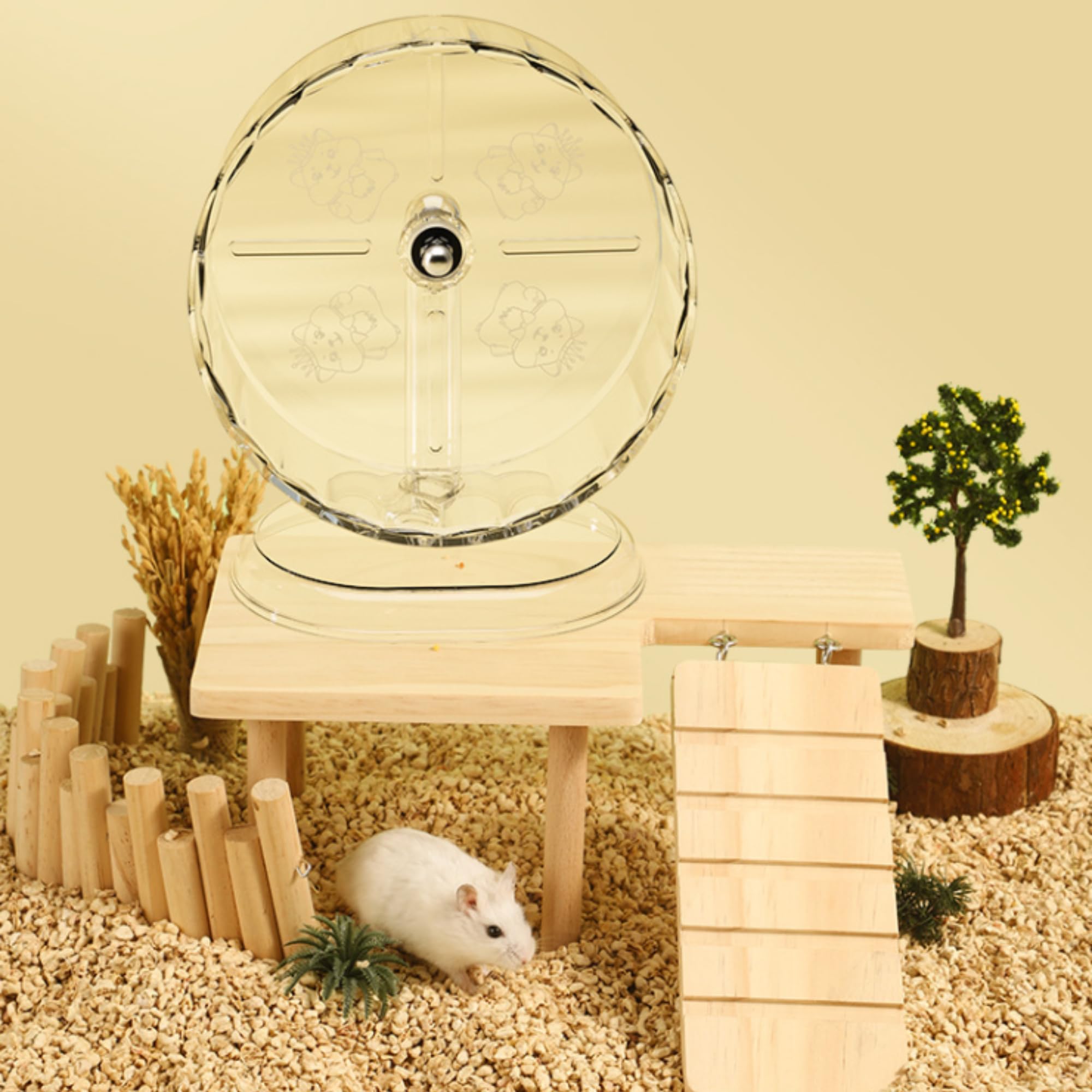 Silent Hamster-Wheel for Running Exercising 9.45 inches with Support Stand, Transparent Running Wheel with Base, Anti Skid Height Adjustable Easy to Clean (Large) - image 6
