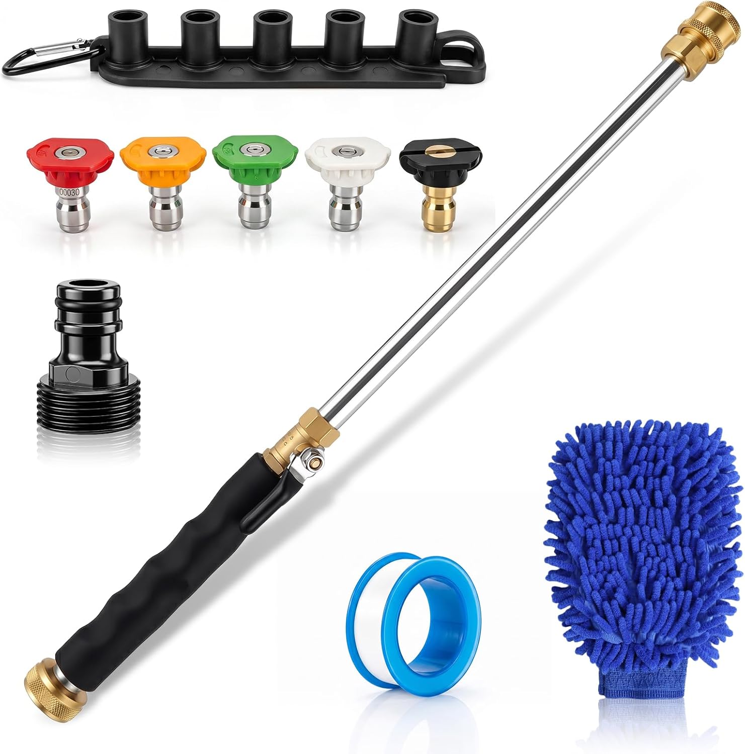 Jet Nozzle Power Washer for Garden Hose, 2026 New Washer Wand with 5 Quick Connect Nozzles, High Pressure Water for Car Washing Patio Garden Outdoor Cleaning
