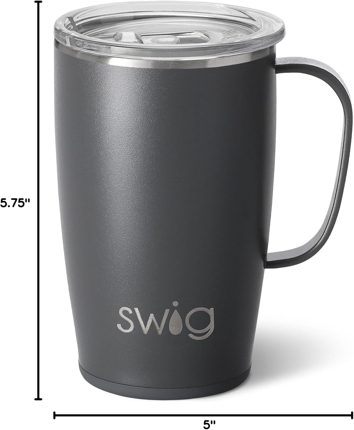 Swig Life 18oz Travel Mug, Insulated Tumbler with Handle and Lid, Cup Holder Friendly, Dishwasher Safe, Stainless Steel, Travel Coffee Cup (Blush)