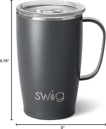 Vista 50 de Swig Life - Taza de viaje con aislamiento térmico de 18 onzas, vaso con asa y tapa, taza de café apta para viajes, material de acero inoxidable