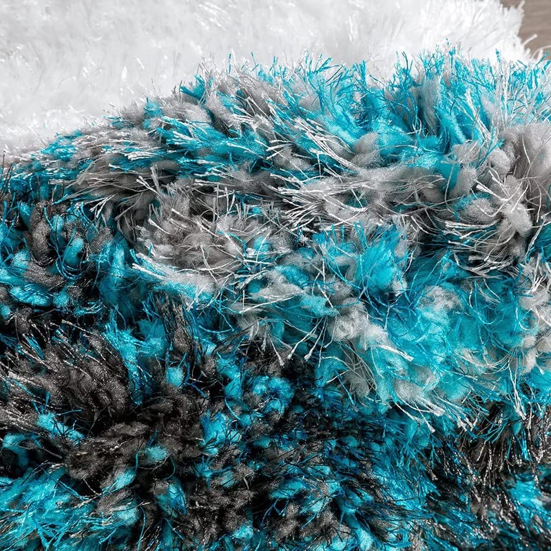 Image of F & B RUGS ; SUPERIOR QUALITY PRODUCTS Firoz and Brothers Handwoven Super Soft Indoor Modern Shag Microfiber USA Exported Carpet with 2. inchInch Thickness Silky Fluffy Smooth 10x12 feet Blue Grey