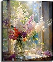 weiyiart Colorful Watercolor Flower Framed Canvas Wall Art 12x15 - Vibrant Floral Botanical Print for Bathroom, Living Room, Bedroom Decor