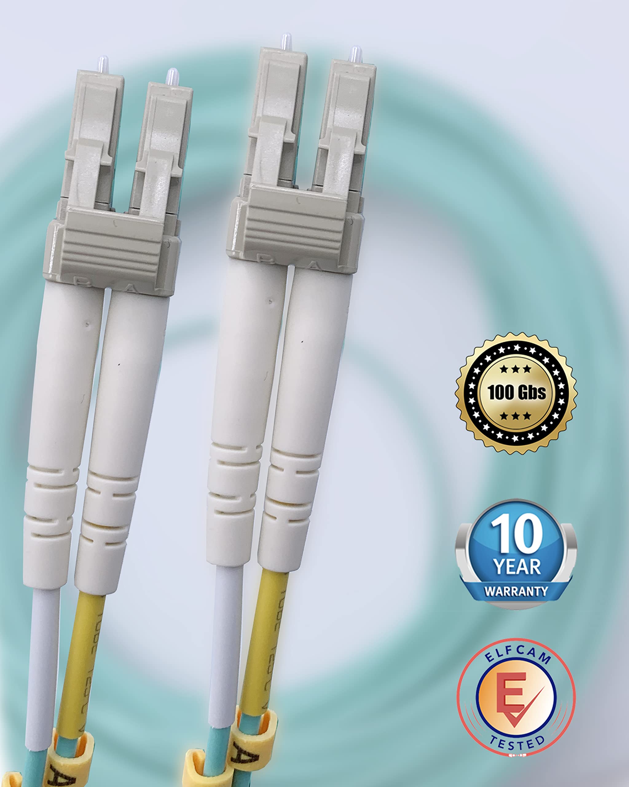 Elfcam® - OM3 LC/UPC do LC/UPC Multimode Duplex 50/125um LSZH Kabel światłowodowy (15 m, zestaw 1 sztuk)