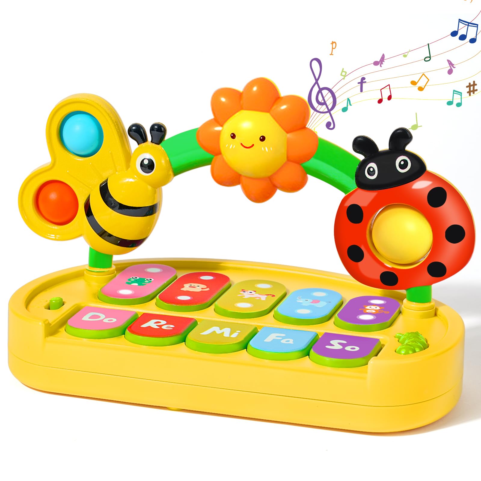 AOOTE Baby Keyboard Piano Toy, Baby Piano Toy with Lights & Sounds, Light Up Educational Musical Toys for Boys & Girls, Interactive Early Learning Toys for Early Learning & Sensory Development